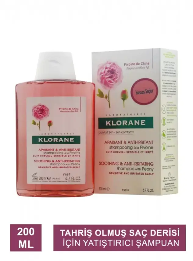 Klorane Pivoine Shampoo 200 ml Şakayık Ekstresi İçeren Tahriş Olmuş Saç Derisi İçin Yatıştırıcı Şampuan - 2