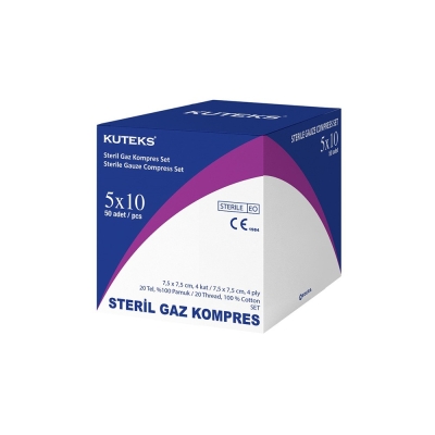 Kuteks Steril Gaz Kompres 7.5 x 7.5 cm (10x5) 50li - Kuteks