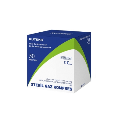 Kuteks Steril Gaz Kompres Eko 7.5 x 7.5 cm (4x25) 100lü (EKO) - Kuteks