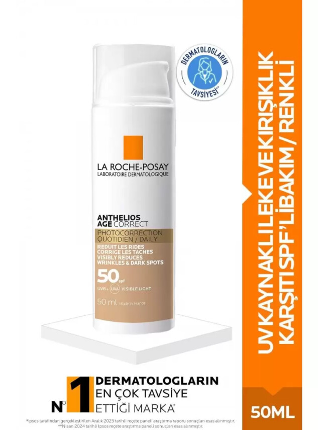 La Roche Posay Anthelios Age Correct Spf 50 Leke ve Kırışıklık Karşıtı Renkli Güneş Kremi 50 ml - La Roche Posay