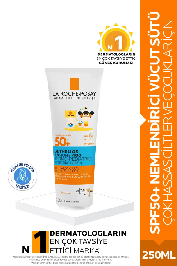 La Roche Posay Anthelios Dermo Pediatrics UVmune400 SPF50+ Hassas Ciltler Ve Çocuklar İçin Güneş Koruyucu Vücut Sütü 250 ml - 1