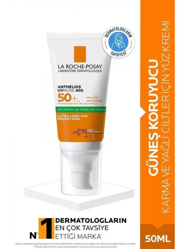 La Roche Posay Anthelios Oil Control Gel Yüz Güneş Kremi Karma/Yağlı Ciltler SPF50+ Yüksek Koruma 50ml - La Roche Posay