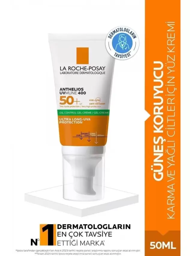 La Roche Posay Anthelios Oil Control Gel Yüz Güneş Kremi Karma/Yağlı Ciltler SPF50+ Yüksek Koruma 50ml - 1