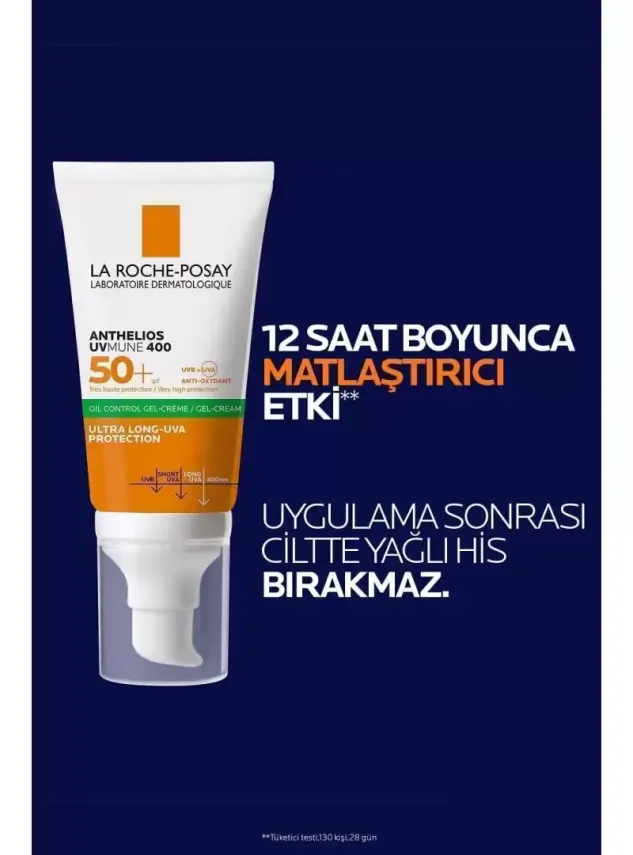 La Roche Posay Anthelios Oil Control Gel Yüz Güneş Kremi Karma/Yağlı Ciltler SPF50+ Yüksek Koruma 50ml - 3