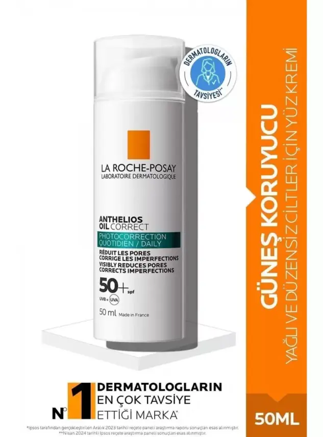 La Roche Posay Anthelios Oil Correct Spf 50+ Yağlı ve Düzensiz Ciltler için Yüz Güneş Kremi 50 ml - 1