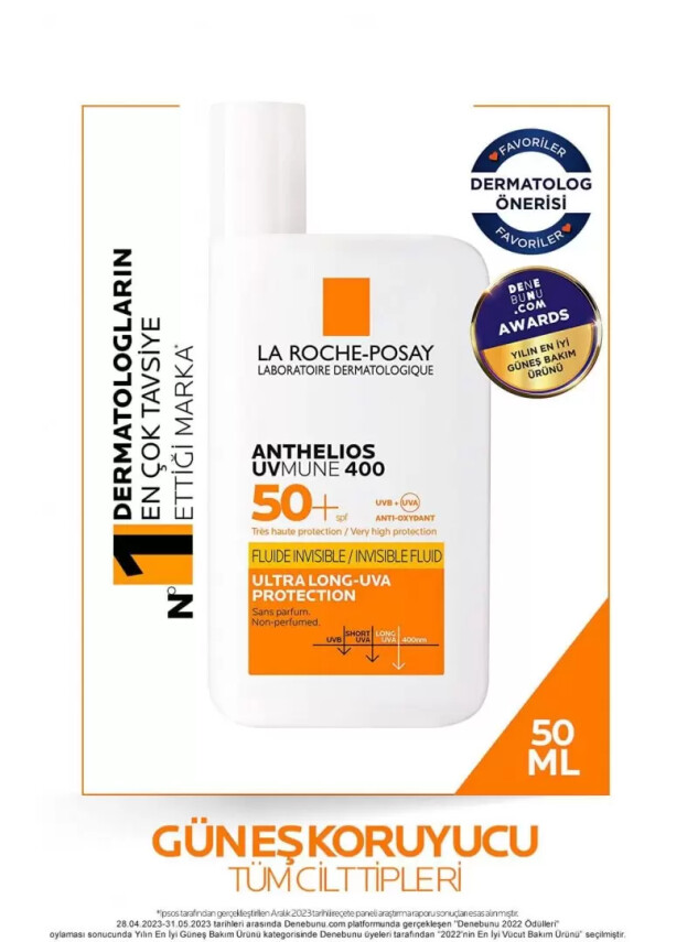 La Roche Posay Anthelios Uvmune 400 Invisible Fluid Yüz Güneş Kremi SPF50+ 50ml - La Roche Posay
