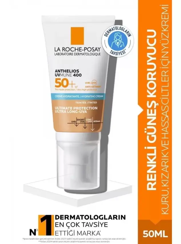 La Roche Posay Anthelios Uvmune 400 Spf 50+ Hydrating Tinted Renkli Güneş Koruyucu Cream 50 ml - 1
