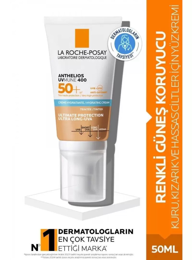 La Roche Posay Anthelios Uvmune 400 Spf 50+ Hydrating Tinted Renkli Güneş Koruyucu Cream 50 ml - La Roche Posay