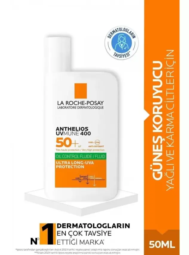 La Roche Posay Anthelios Uvmune 400 Spf50+ Oil Control Fluid Yüz Güneş Kremi 50 ml - 1