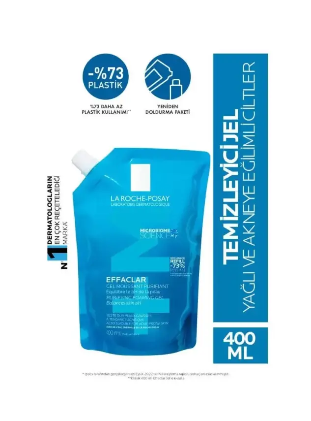 La Roche Posay Effaclar M+ Yağlı Ciltler için Temizleme Jeli 400ml - Refill - 1