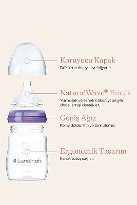 Lansinoh 330 ml Biberon ve NaturalWave® Biberon Emziği (6 Ay+) - 5