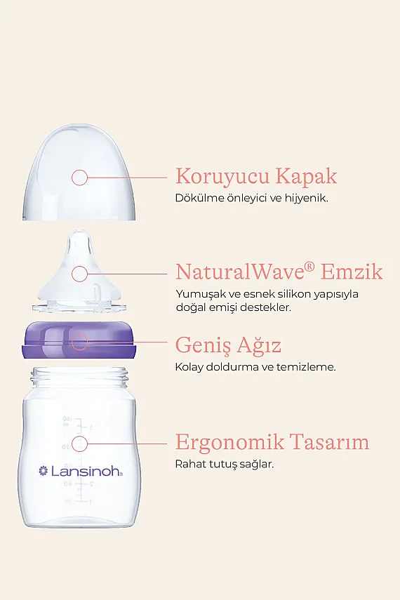 Lansinoh 330 ml Biberon ve NaturalWave® Biberon Emziği (6 Ay+) - 5