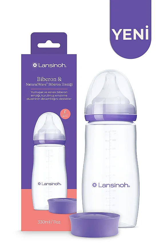 Lansinoh 330 ml Biberon ve NaturalWave® Biberon Emziği (6 Ay+) - 1
