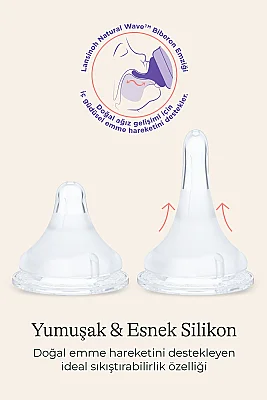 Lansinoh Natural Wave Biberon Emziği - 2'li Ekstra Yavaş Akışlı - 3