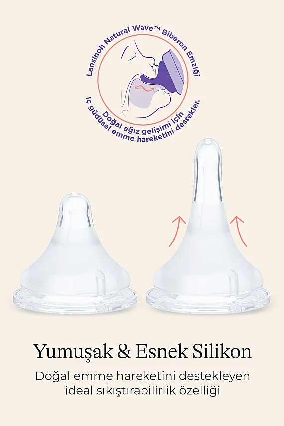 Lansinoh Natural Wave Biberon Emziği - 2'li Ekstra Yavaş Akışlı - 3