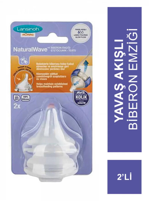 Lansinoh Natural Wave Biberon Emziği - 2'li Yavaş Akışlı - Lansinoh