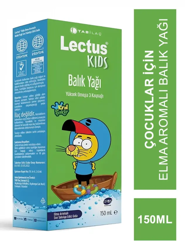 Lectus Kids Balık Yağı Elma Aromalı 150 ml - 1