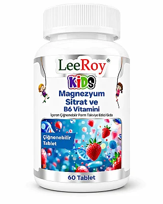 OUTLET - LeeRoy Kids Magnezyum Sitrat+B6 60 Tablet - LeeRoy