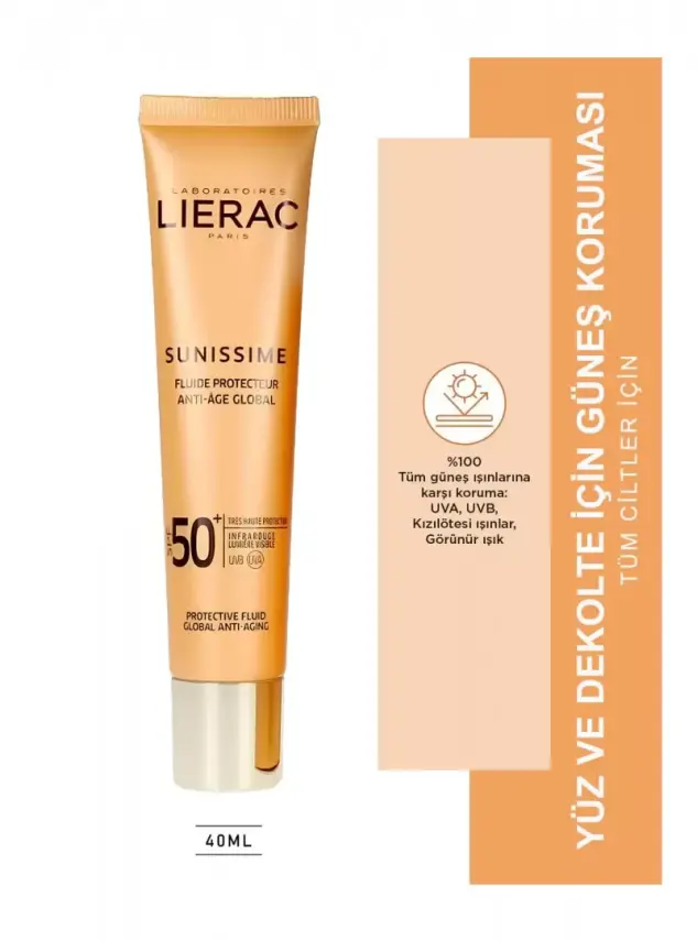 Lierac Sunissime Protective Fluide Anti-Age Global SPF50 Güneş Kremi 40ml - 1