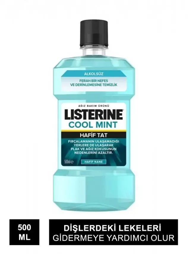 Listerine Cool Mint Hafif Tat Alkolsüz Ağız Gargarası 500 ml - Hafif Nane - 1