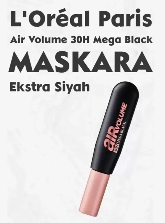 Loreal Paris Air Mega Black Maskara - 30 Saate Kadar Kalıcı - Ekstra Siyah 9.4ml - 2