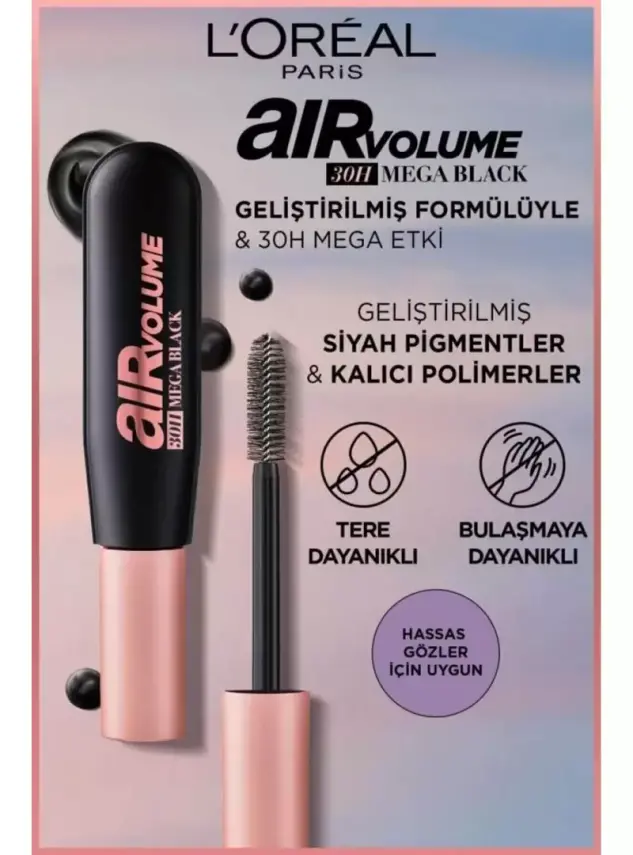 Loreal Paris Air Mega Black Maskara - 30 Saate Kadar Kalıcı - Ekstra Siyah 9.4ml - 4