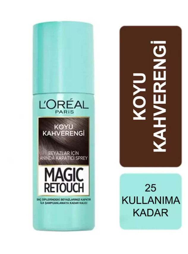 Loreal Paris Beyaz Saçlar İçin Kapatıcı Saç Spreyi - Koyu Kahverengi - 75 ml - Loreal