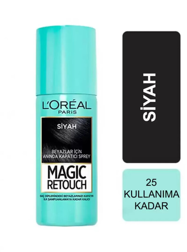 Loreal Paris Beyaz Saçlar İçin Kapatıcı Saç Spreyi - Siyah - 75 ml - Loreal