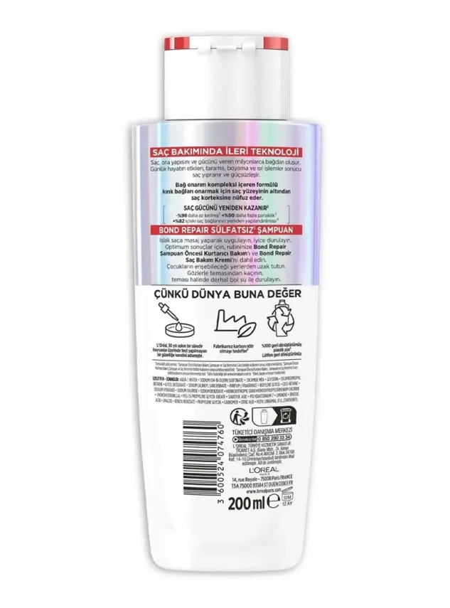 Loreal Paris Bond Repair Saç Bağlarını Güçlendirici Şampuan 200 ml - 2