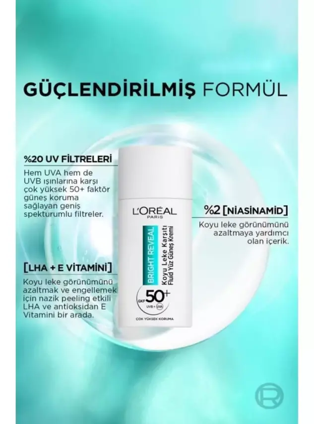 Loreal Paris Bright Reveal Spf 50+ Koyu Leke Karşıtı Fluid Yüz Güneş Kremi 50ml - 2