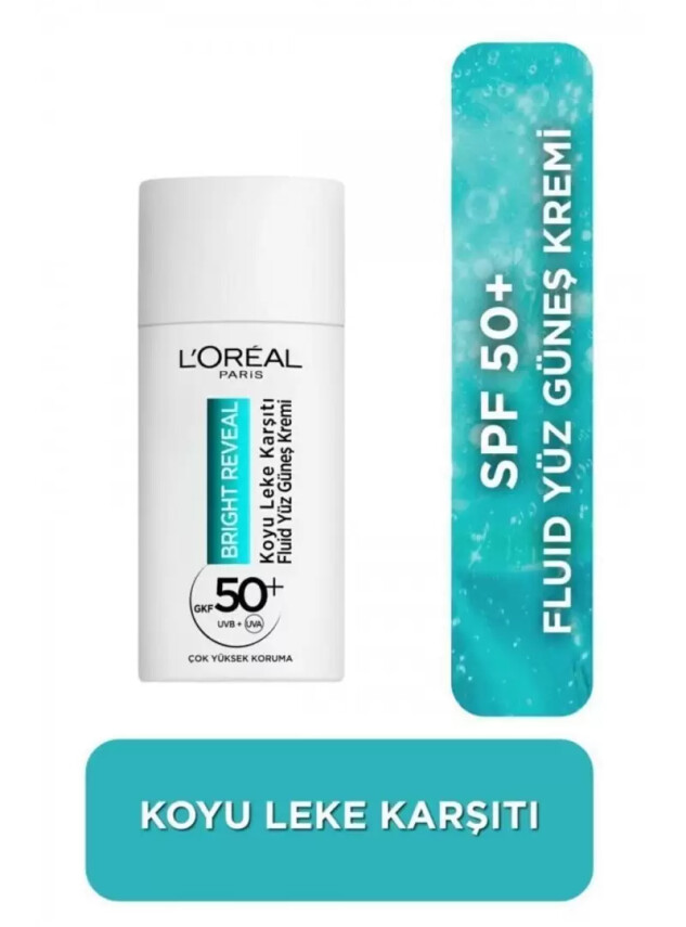 Loreal Paris Bright Reveal Spf 50+ Koyu Leke Karşıtı Fluid Yüz Güneş Kremi 50ml - Loreal