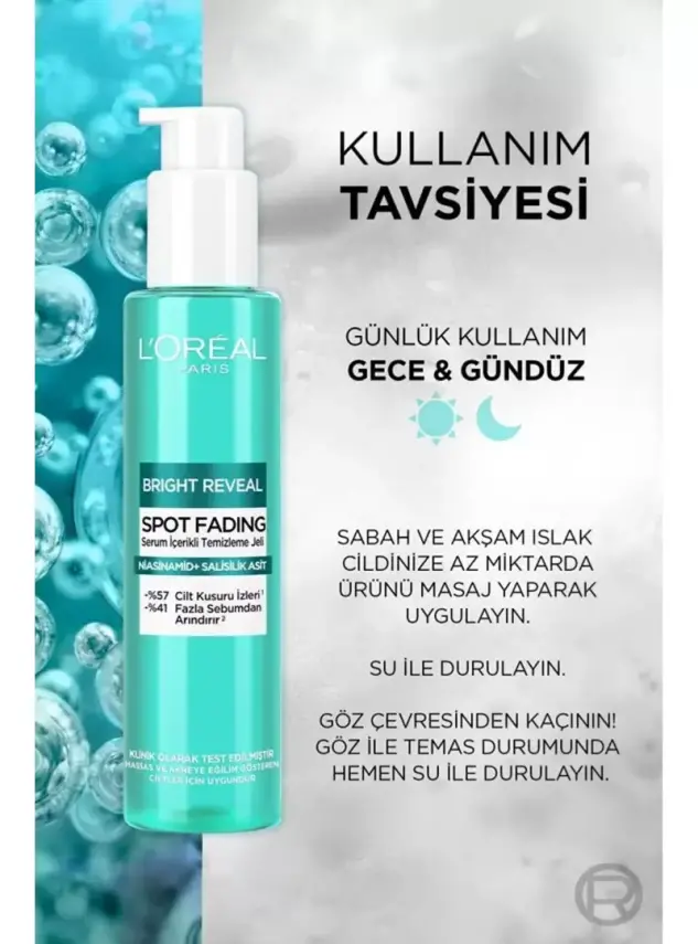 Loreal Paris Bright Reveal Spot Fading - Serum İçerikli Temizleme Jeli - Hassas / Akneli Ciltler - 150 ml - 3