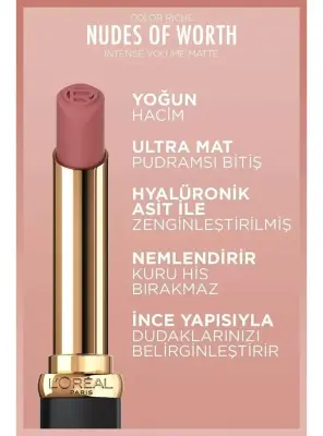 Loreal Paris Color Riche Intense Volume Matte Ruj - 520 Nude Defiant - 6