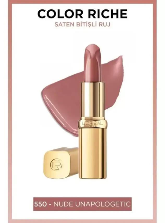 Loreal Paris Color Riche Saten Bitişli Ruj - 550 Nude Unapologetic - 1