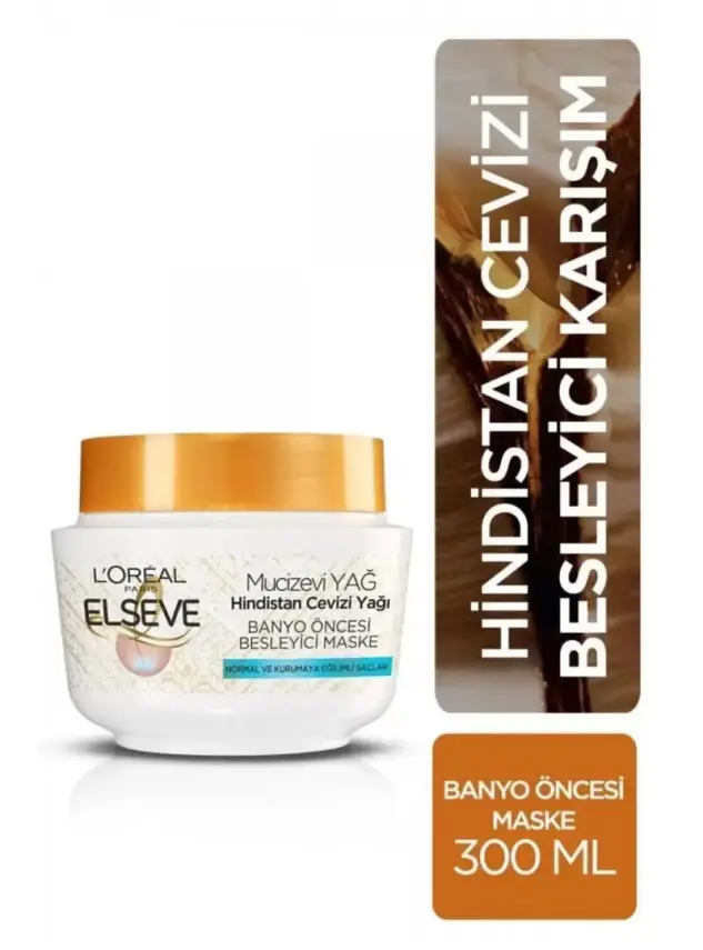 Loreal Paris Elseve Hindistan Cevizi & Değerli Yağlar Eşsiz Karışım Banyo Öncesi Besleyici Saç Maskesi 300 Ml - 1