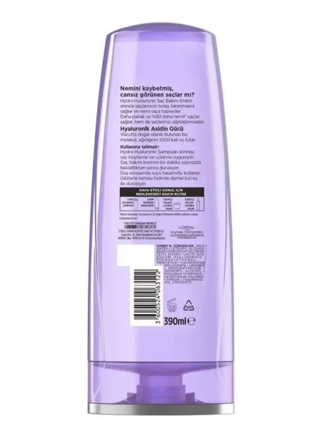 Loreal Paris Elseve Hydra - Hyaluronic - Nemi Hapseden Saç Bakım Kremi 390 ml - 2