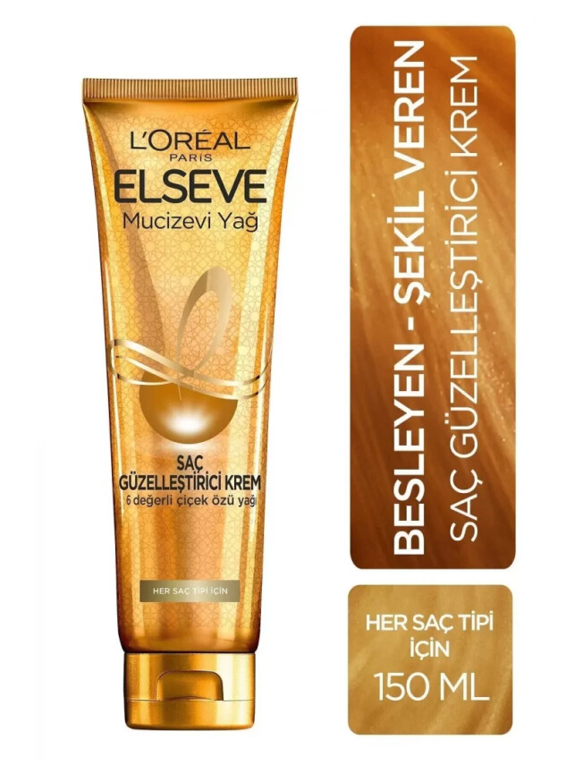 Loreal Paris Elseve Mucizevi Yağ Saç Güzelleştirici Krem 150 ml - Her Saç Tipi - Loreal