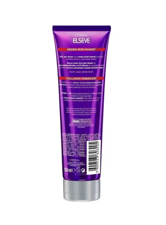 Loreal Paris Elseve Turunculaşma Karşıtı Renk Düzeltici Mor Maske 150 ml - 3