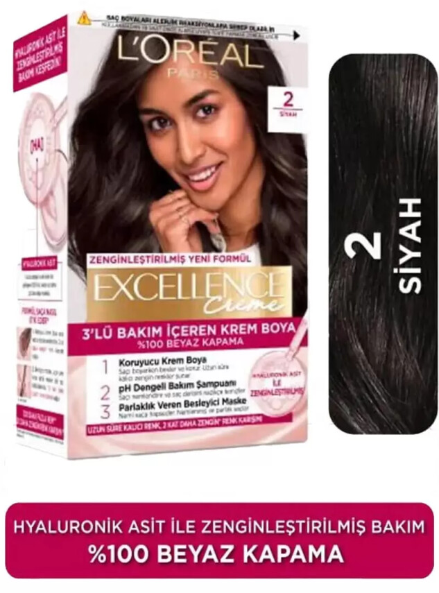 Loreal Paris Excellence Creme 2 Siyah Saç Boyası - Loreal