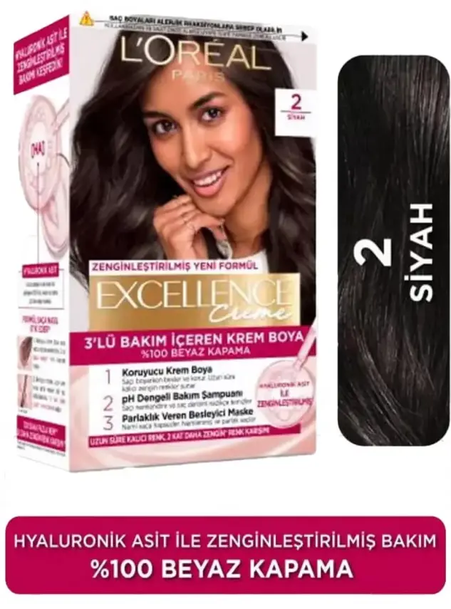Loreal Paris Excellence Creme 2 Siyah Saç Boyası - 1