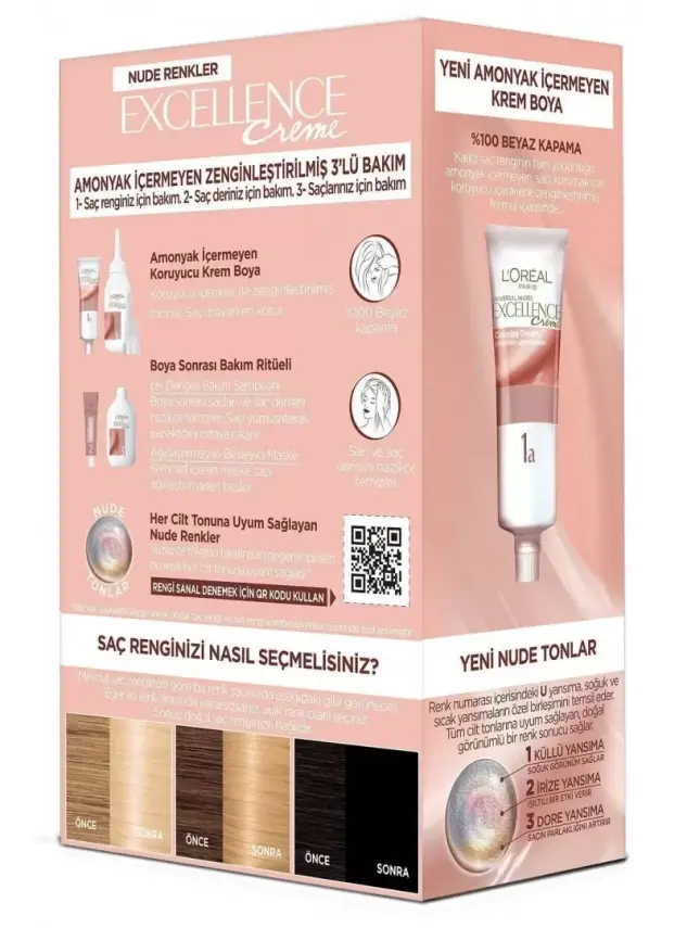 Loreal Paris Excellence Creme Nude Renkler Saç Boyası – 10u Nude Açık Sarı - 1