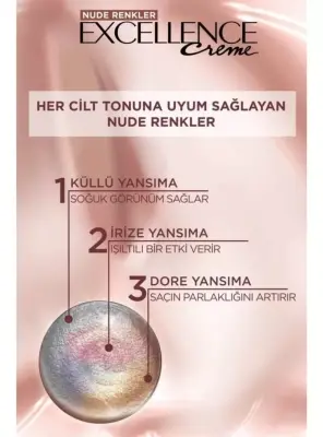 Loreal Paris Excellence Creme Nude Renkler Saç Boyası – 3u Nude Koyu Kahve - 3