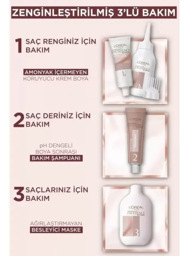 Loreal Paris Excellence Creme Nude Renkler Saç Boyası – 3u Nude Koyu Kahve - 4