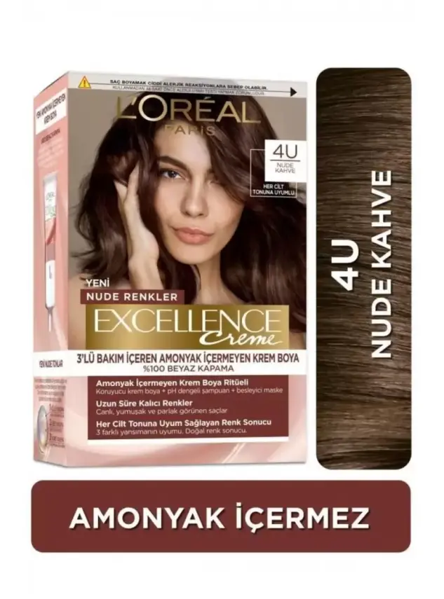 Loreal Paris Excellence Creme Nude Renkler Saç Boyası – 4u Nude Kahve - 7