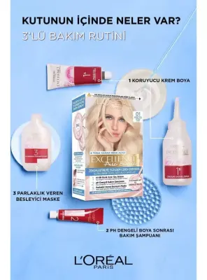 Loreal Paris Excellence Creme Saç Boyası 01 Ultra Açık Doğal Sarı - 2