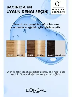 Loreal Paris Excellence Creme Saç Boyası 01 Ultra Açık Doğal Sarı - 3