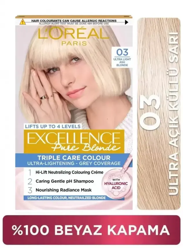 Loreal Paris Excellence Creme Saç Boyası - 03 Ultra Açık Küllü Sarı - 1