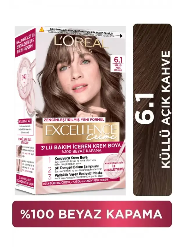 Loreal Paris Excellence Creme Saç Boyası - 6.1 Küllü Açık Kahve - 1