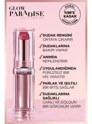 Loreal Paris Glow Paradise Balm-in-Lipstick - Işıltı Veren Ruj 191 Nude Heaven - 2