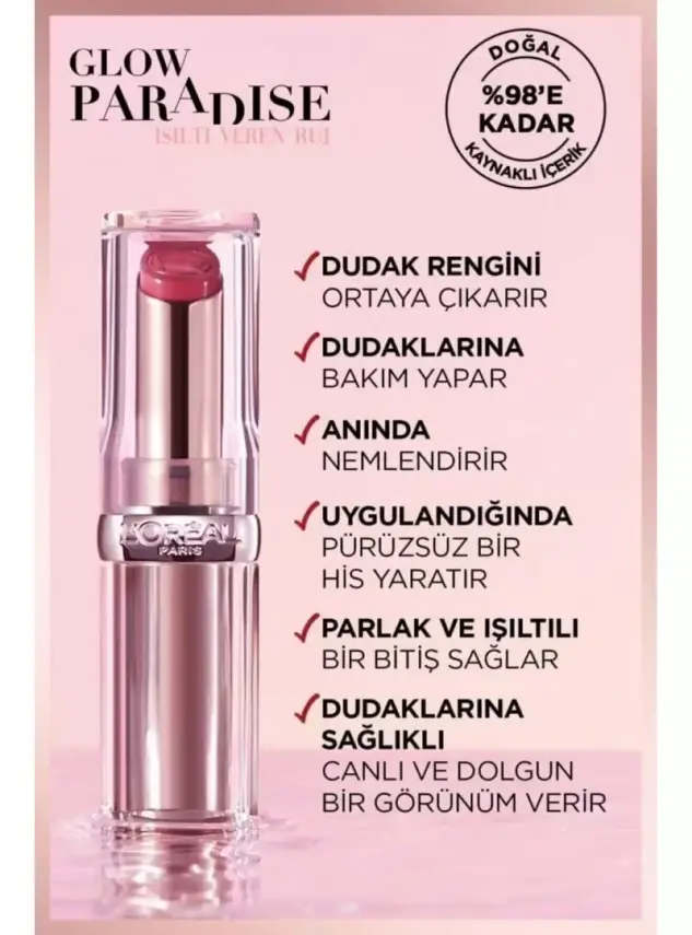 Loreal Paris Glow Paradise Balm-in-Lipstick - Işıltı Veren Ruj 191 Nude Heaven - 2